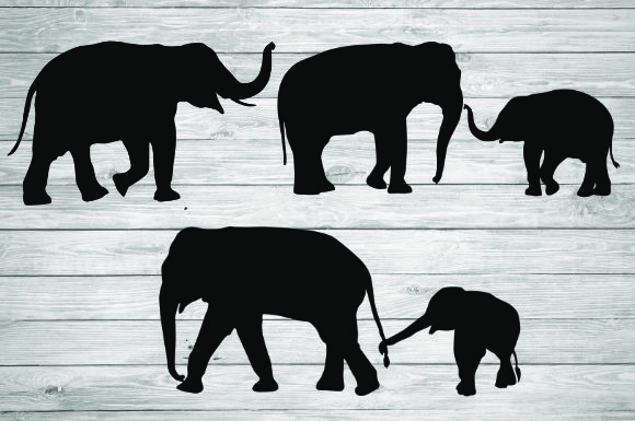 Elephant Silhouette, Elephant Mom Graphics & Illustrations