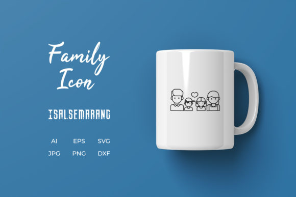 Family Icon Dad Mom Child Line Black Graphics and Icons