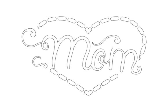 Mothers Day Aset Love Mom Outline Graphics