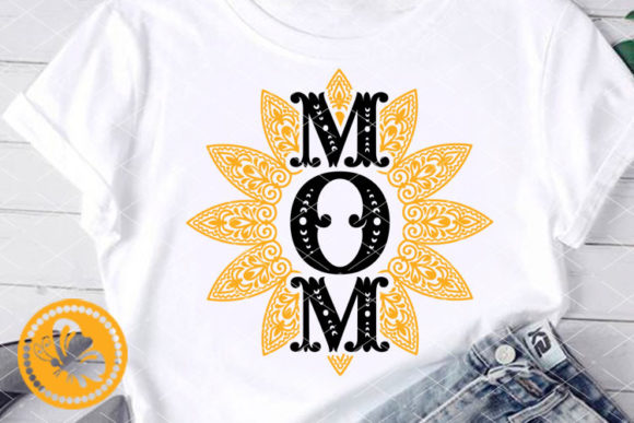 Sunflower MOM Sign Mandala Zentangle Art Graphics